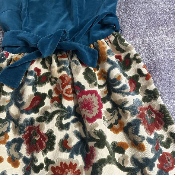 Women's Vintage 60s Velvet Elizabethan Crewel Embroidered Floral Sheath Dress S - Picture 2 of 8